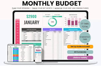 design custome full automation excel google spreadsheet budget planner formulas