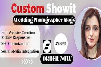 design wedding photographer showit website blog with showit template design
