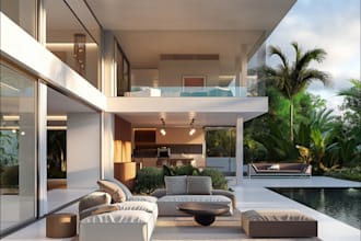 design 3d house floor planning landscape, backyard, garden, patio, pool, front