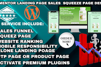design clone responsive elementor landing page sales funnel or squeeze page