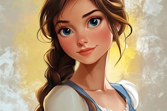 custom couple portrait in disney characters