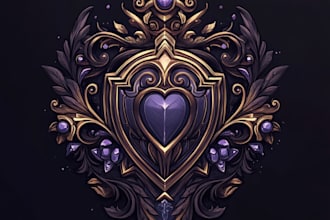 draw fantasy game logo with cool unique magic style