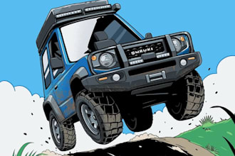 create custom automotive illustrations with retro comic flair