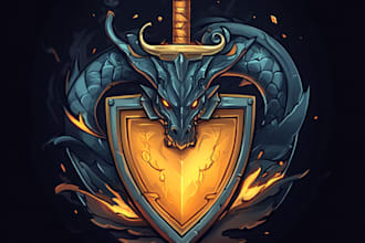 do unique medieval, fantasy, rpg, mmorpg game logo title