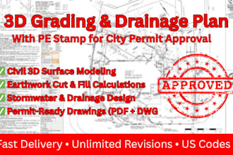 design 3d surface grading drainage plan with pe stamp