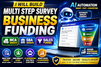 build multi step survey business funding website mca website sba sales funnel