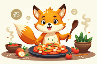 do awesome food, coking, animal mascot logo
