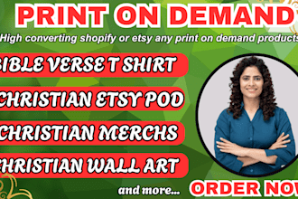design christian print on demand store typography  t shirt for shopify store