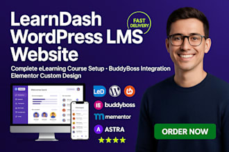 lms website, elearning website, learndash, courses with quizzes