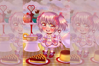 draw cute kawaii chibi illustration into moe artsyle