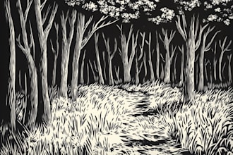create awesome linocut illustration or linocut imitation