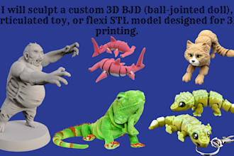sculpt custom 3d bjd, ball jointed doll, articulated toy, flexi stl model