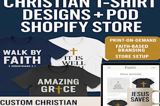design modern christian tshirt design print on demand gift faith cap store