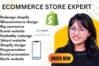 design a professional  ecommerce store on ecwid, big cartel commentsold shopbase