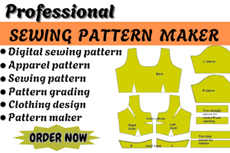 digital sewing pattern grading and pattern making for any garments in pdf dxf