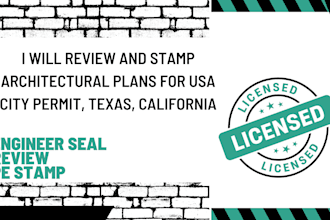 review and stamp architectural plans texas california usa city permit
