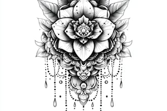 do eye catchy floral tattoo sketch, mandala flower sketch or customize tattoo