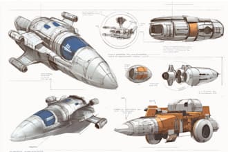 design spaceship, sci fi illustration and sci fi art