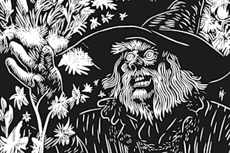 create artistic linocut illustration in my style