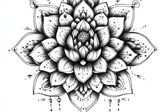 make tattoo design with mandala, flowers or custom in my style