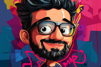 do funny cartoon character, caricature, logo, portrait