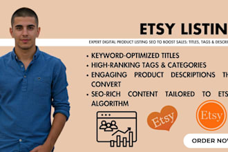 expert digital product listing SEO to boost sales, titles, tags and descriptions