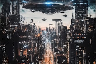 make a cyberpunk city sci fi style for you