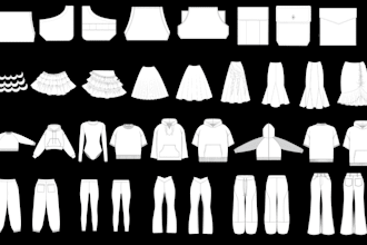 design 3d vector clothing mockup, 2d sketch, apparel brand and streetwear line