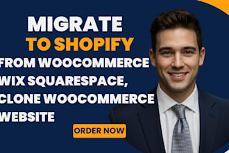 migrate to shopify from woocommerce wix squarespace, clone woocommerce website