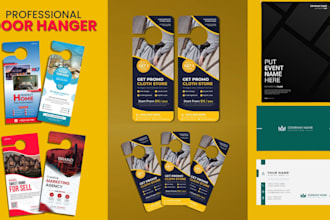 design door hanger, rack card, dl flyers square card, bookmark, business leaflet