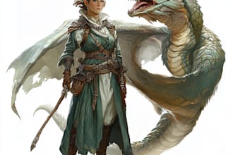 make a dragons and dnd character illustration