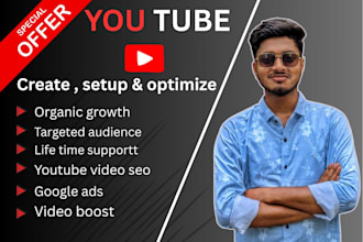 do youtube channel setup, SEO, and organic video promotion