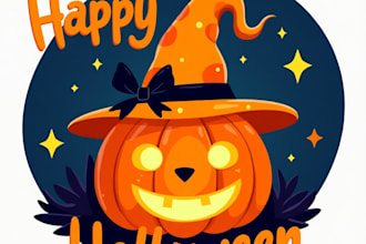 creative halloween pumpkin mascot logo