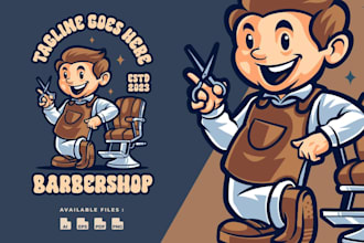 create retro barbershop cartoon mascot logo