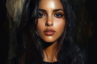 do hand draw realistic digital oil painting portrait