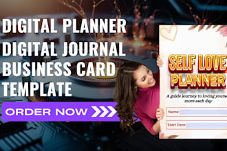 design custom digital planner, journals, lead magnets, workbook, business card