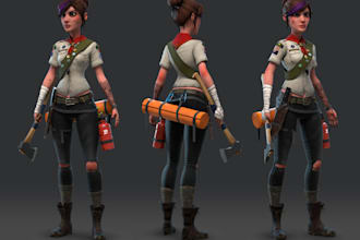 do 3d game stylized character model 3d low poly character game assets in blender