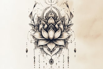 draw tattoo design with mandala, flowers or custom in my choice