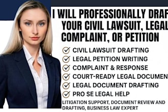 draft review civil lawsuit document civil dispute compliant petition litigation