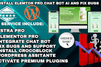 install elementor pro astra pro crocoblock ai chatbot and fix wordpress bugs