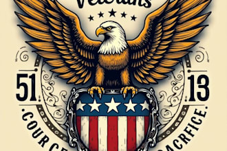 design high quality vintage eagle military veteran logo with express delivery