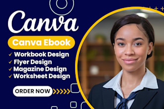 canva ebook, workbook design, worksheet design, magazine, booklet, flyer design