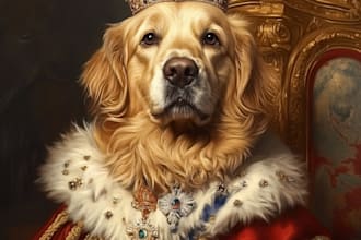 do custom royal pet portrait renaissance painting