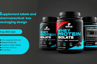 design supplement labels and pharmaceutical box packaging for your product