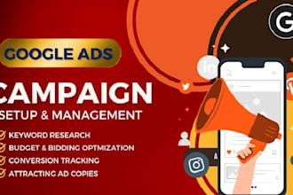 set up and manage your google ads adwords PPC search, display and pmax campaigns