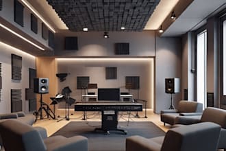 do 3d soundproofing acoustic ,studio, pet ,isometric room design