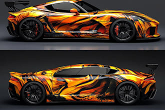 do modern racing car wrap, sports car, jump car design