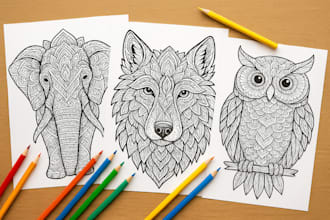 create unique mandala animal coloring books with ai