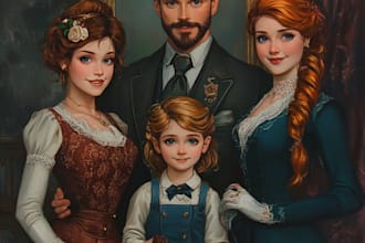 design a professional disney family portrait