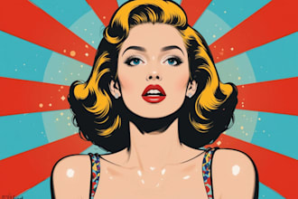 draw a retro pop art roy lichtenstein style